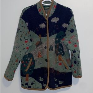 Vintage Geiger Collections Austrian Boiled Wool Embroidered Cardigan Jacket 40